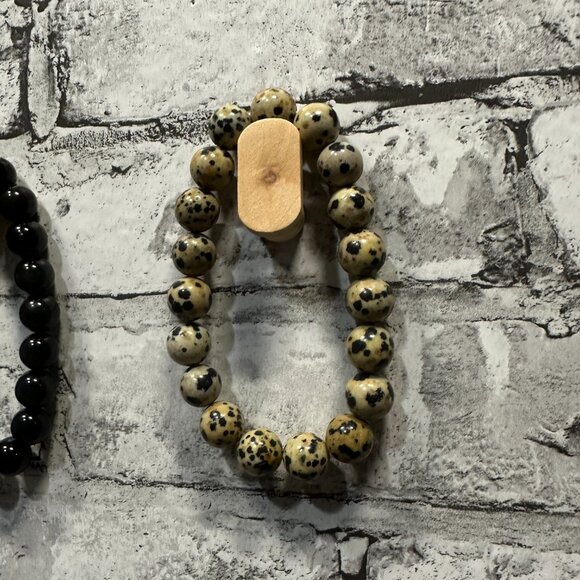 EUC Beaded Bracelet Set Black & Tan with Gift Box - Picture 5 of 11